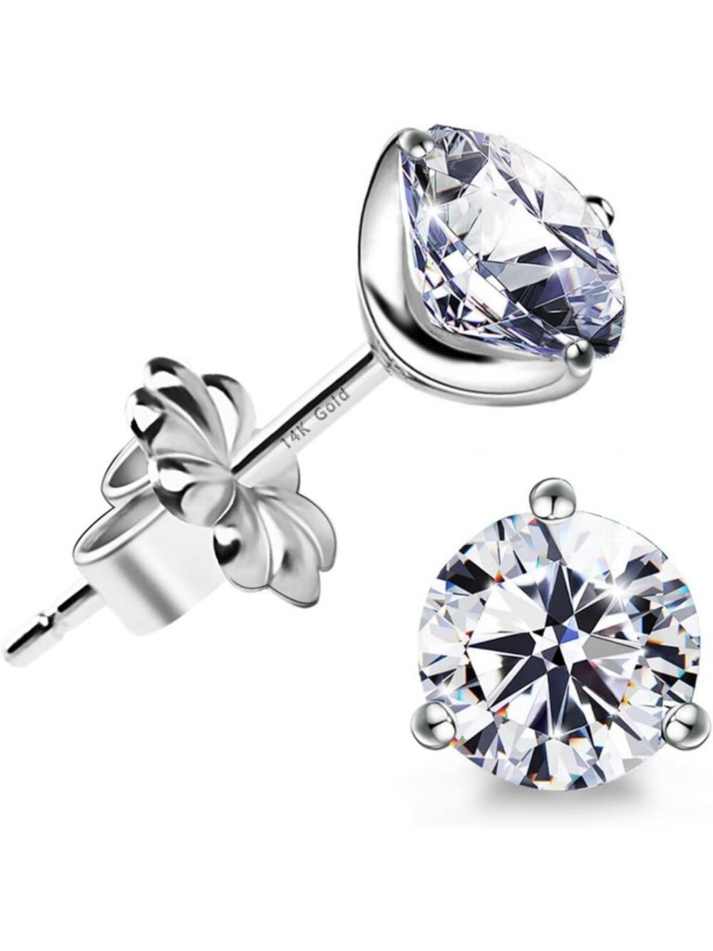 Stunning 18K Gold Plated Silver Simulated Diamond CZ Stud Earrings - Elegant